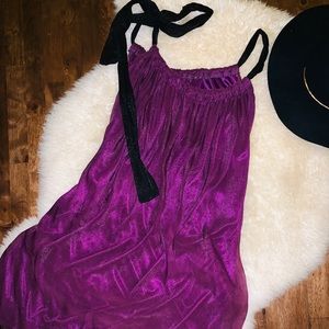 Plum silk sleeveless dress